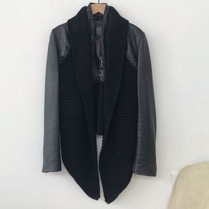 Leather and knit black jacket